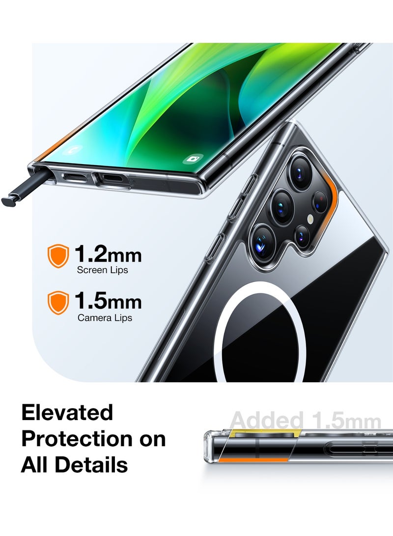 Magnetic Shockproof for Samsung Galaxy S24 Ultra Case, [18N Mighty Magnetic] [12FT Mil-Grade Drop Tested] [Compatible with MagSafe] Protective Slim Case for Samsung S24 Ultra Case, Clear Clear - Image 3