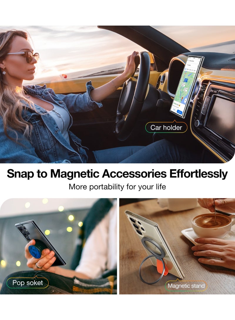 Magnetic Shockproof for Samsung Galaxy S24 Ultra Case, [18N Mighty Magnetic] [12FT Mil-Grade Drop Tested] [Compatible with MagSafe] Protective Slim Case for Samsung S24 Ultra Case, Clear Clear - Image 5