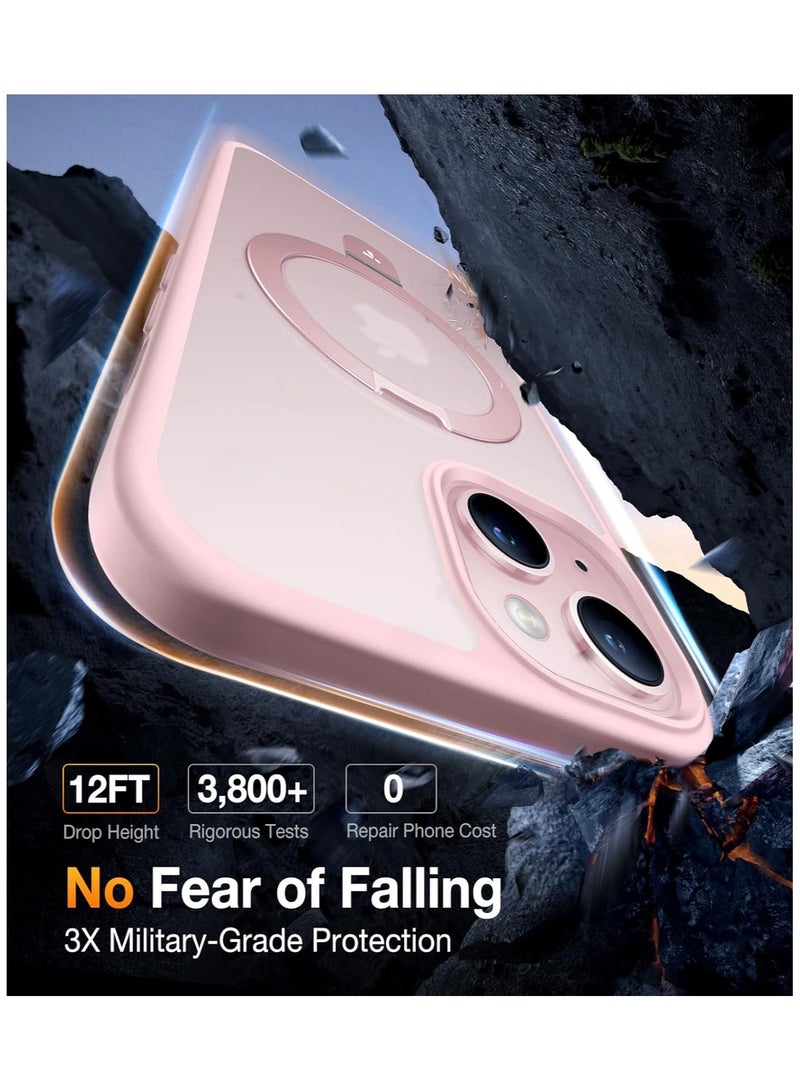 TORRAS Ultra Magnetic Ostand for iPhone 15 Case Fit for MagSafe [Sturdy Stand & Ring Holder [Mil-Grade Shockproof Matte Anti-Scratch Slim Protective Kickstand Phone Case for iPhone 15 6.1 inch, Pink Pink - Image 4