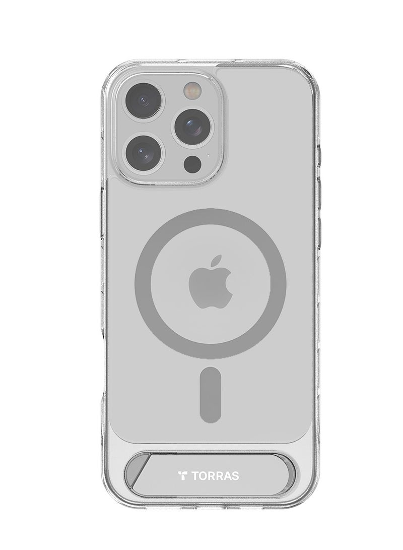 TORRAS Strong Magnetic & Seamless Stand for iPhone 16 Pro Case, [18N Mighty Magnetic] [12FT Mil-Grade Drop Tested] [Fit for MagSafe] Kickstand Protective Slim Phone Case for iPhone 16 Pro 6.3", Clear Clear - Image 2
