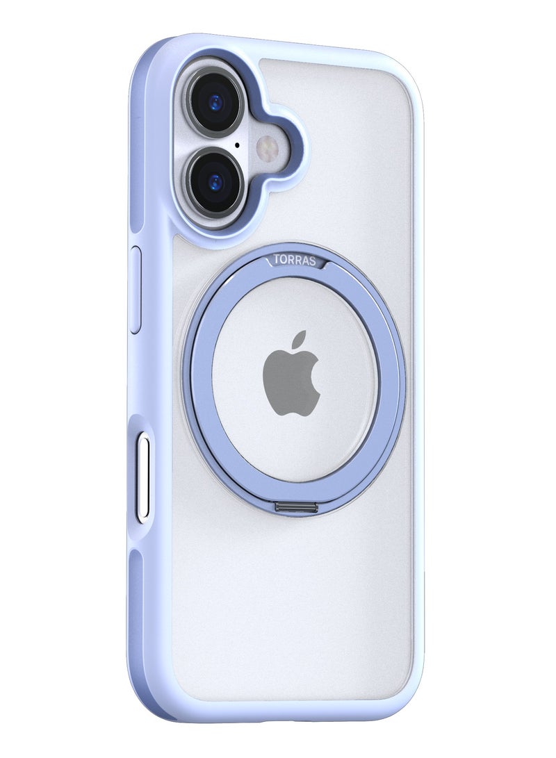 TORRAS Upgraded 360°Rotatable Magnetic Ring for iPhone 16 Case, Fit for MagSafe with Stand & Ring Holder, 16FT Mil-Grade Shockproof, Protective Kickstand, Translucent,  for iPhone 16 Phone Case Ostand R Fusion, Blue Light Blue - Image 4