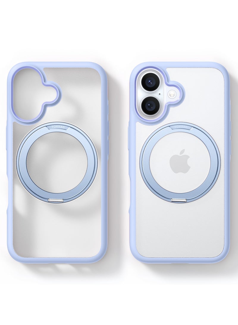 TORRAS Upgraded 360°Rotatable Magnetic Ring for iPhone 16 Case, Fit for MagSafe with Stand & Ring Holder, 16FT Mil-Grade Shockproof, Protective Kickstand, Translucent,  for iPhone 16 Phone Case Ostand R Fusion, Blue Light Blue - Image 2