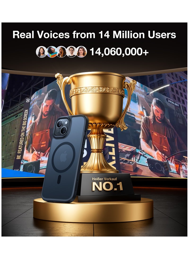 TORRAS Magnetic Shockproof for iPhone 15 Case, 12FT [Mil-Grade Drop Protection, Translucent Slim Protective Anti-Scratch, Black Black - Image 3