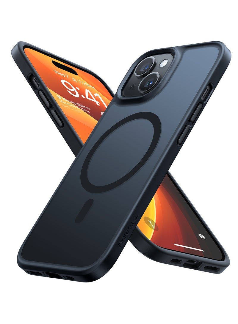 TORRAS Magnetic Shockproof for iPhone 15 Case, 12FT [Mil-Grade Drop Protection, Translucent Slim Protective Anti-Scratch, Black Black - Image 1