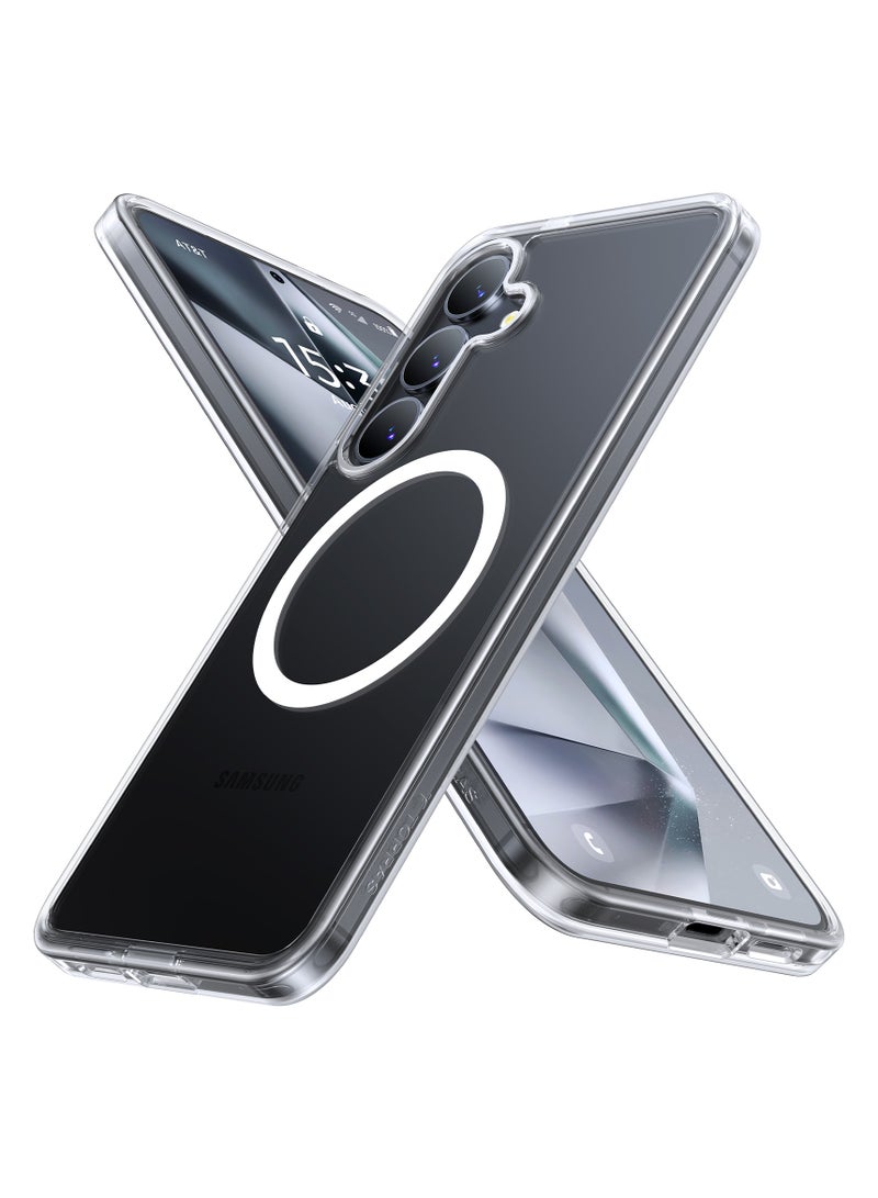 TORRAS Magnetic Shockproof for Samsung Galaxy S25 Case, [Fit for MagSafe] [Never Yellowing] [4X Mil-Grade Rugged Durable Protection] Hard Back Slim Clear Case for Samsung S25 Case, Diamond Clear Clear - Image 1