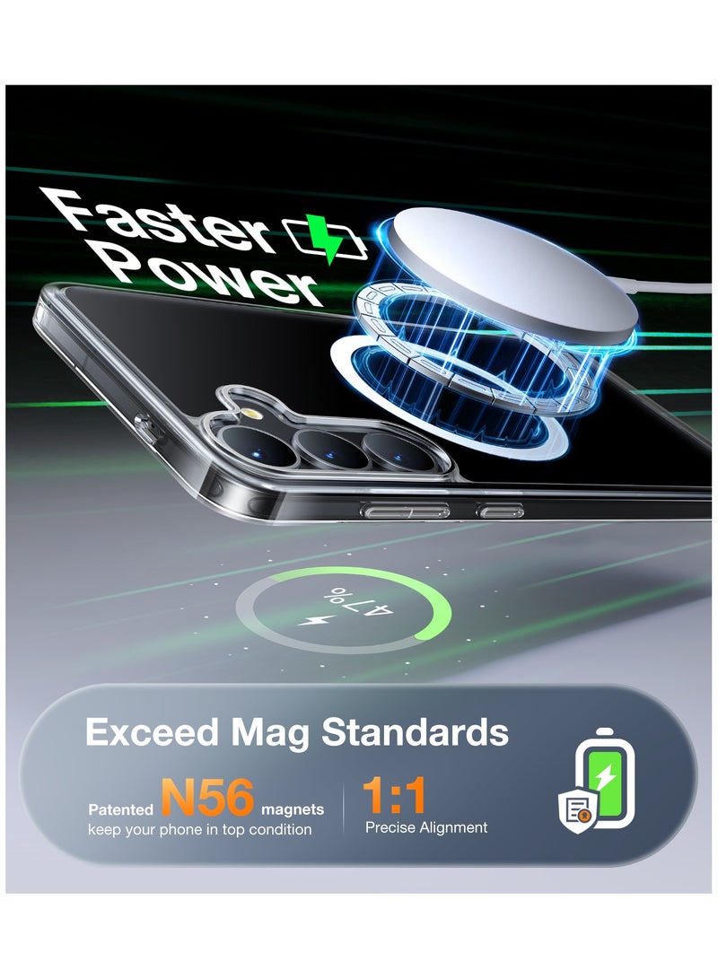 TORRAS Magnetic Shockproof for Samsung Galaxy S25 Case, [Fit for MagSafe] [Never Yellowing] [4X Mil-Grade Rugged Durable Protection] Hard Back Slim Clear Case for Samsung S25 Case, Diamond Clear Clear - Image 4