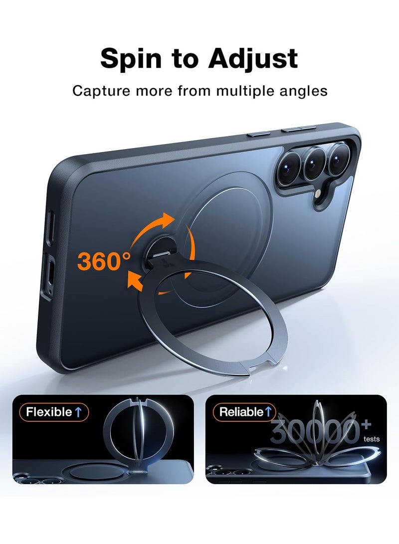 TORRAS 360° Spin for Samsung Galaxy S25 Case with Stand, Fit for MagSafe, 3X Mil-Grade Protective, Rotatable Kickstand for Samsung S25 Case, Magnetic Ring Holder Slim Hard Cover, Matte Black Black  - Image 2