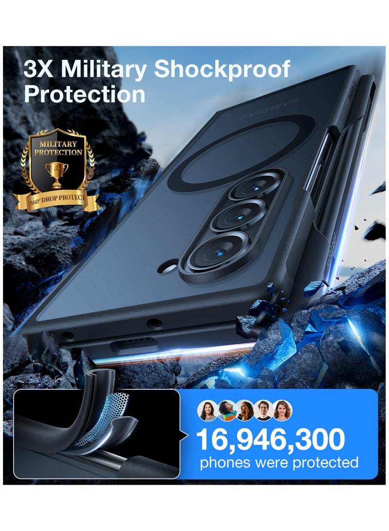 TORRAS Upgraded Magnetic Shockproof for Samsung Galaxy Z Fold 6 Case with S Pen Holder, [Fit for Magsafe] [Screen Protector Added] [Mil-Grade Drop Tested] Phone Case for Samsung Z Fold 6, Black Black - Image 4