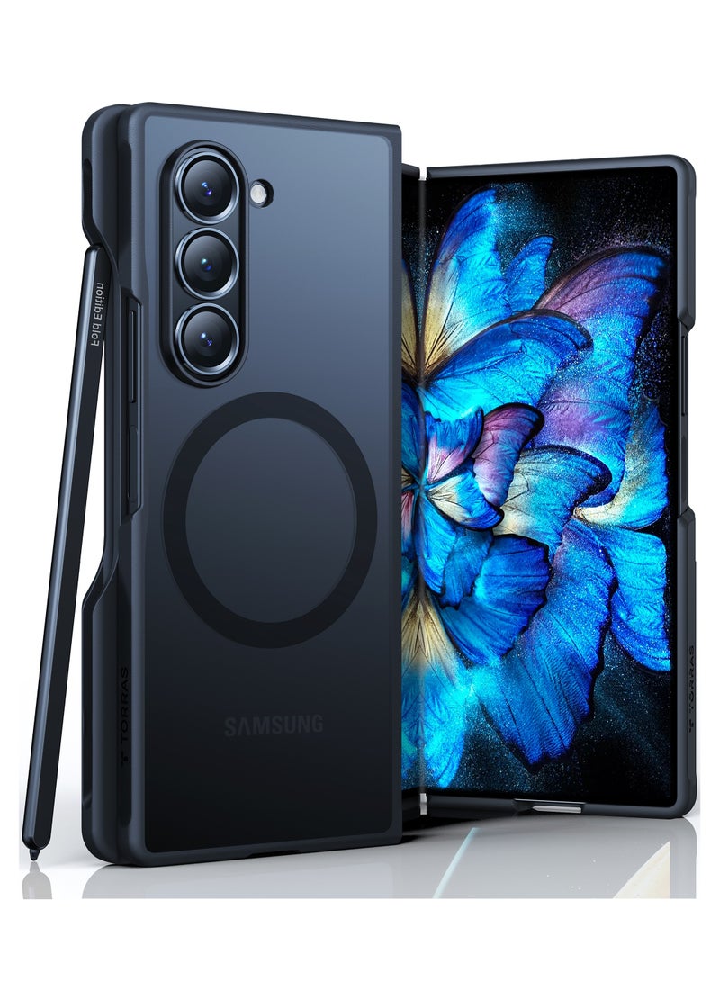 TORRAS Upgraded Magnetic Shockproof for Samsung Galaxy Z Fold 6 Case with S Pen Holder, [Fit for Magsafe] [Screen Protector Added] [Mil-Grade Drop Tested] Phone Case for Samsung Z Fold 6, Black Black - Image 2