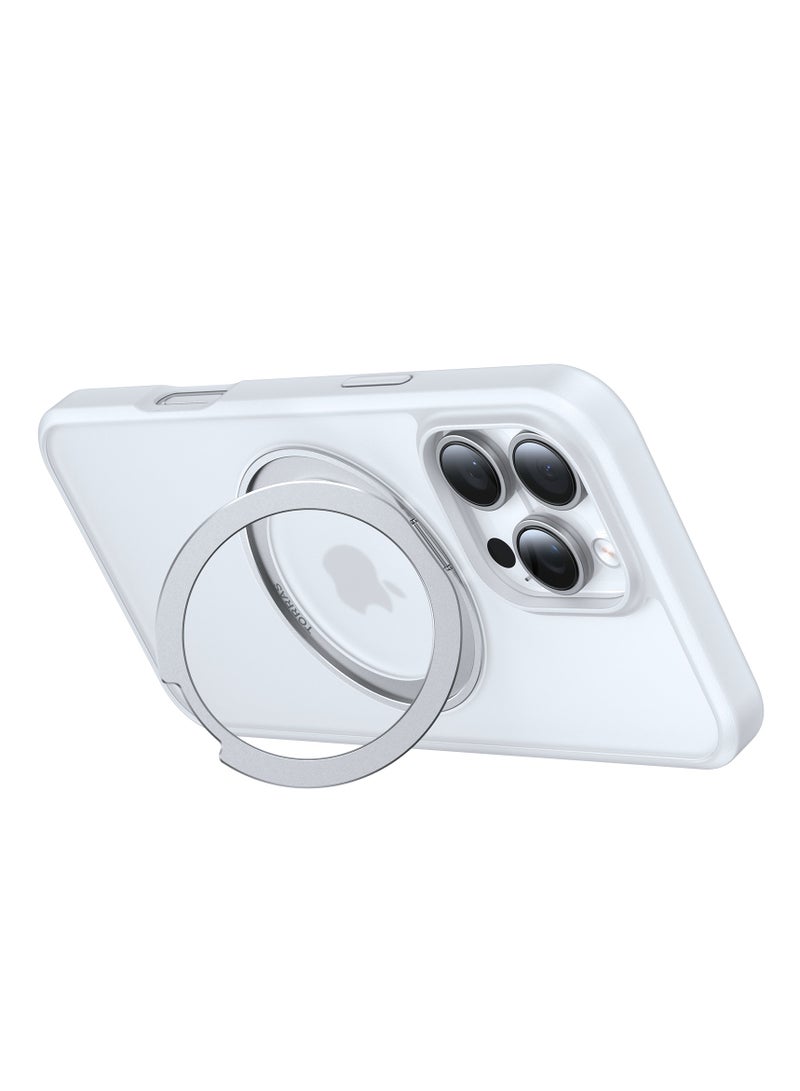 حلقة مغناطيسية دوارة 360° محدثة لحافظة آيفون 16 برو ماكس، مناسبة لمغسيف مع حامل وحلقة، مقاومة للصدمات بمدى 16 قدم، شفافة لحافظة آيفون 16 برو ماكس، أبيض - Image 4