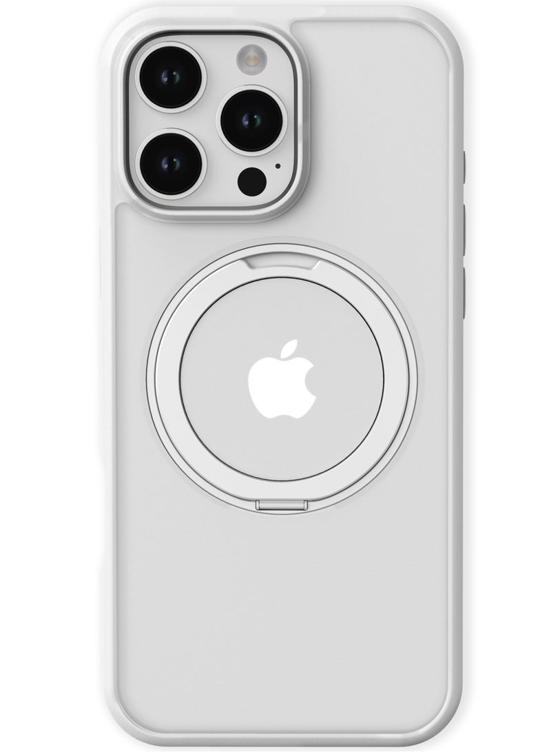 حلقة مغناطيسية دوارة 360° محدثة لحافظة آيفون 16 برو ماكس، مناسبة لمغسيف مع حامل وحلقة، مقاومة للصدمات بمدى 16 قدم، شفافة لحافظة آيفون 16 برو ماكس، أبيض - Image 5