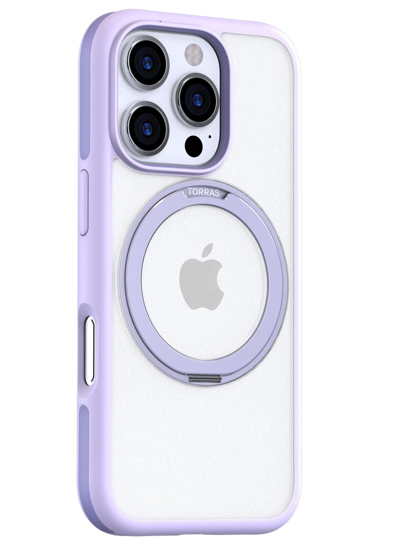 TORRAS Upgraded 360°Rotatable Magnetic Ring for iPhone 16 Pro Case, Fit for MagSafe with Stand & Ring Holder, 16FT Mil-Grade Shockproof, Protective Kickstand, Translucent,  for iPhone 16 Pro Phone Case Ostand R Fusion, Purple Light Purple - Image 4