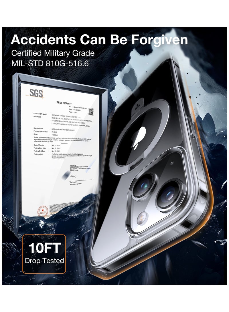 Ultra Magnetic Ostand for iPhone 15 Case [Fit for MagSafe] [Sturdy Stand & Ring Holder] Mil-Grade Shockproof Matte Anti-Scratch Slim Protective Kickstand Phone Case for iPhone 15, Clear Clear - Image 3