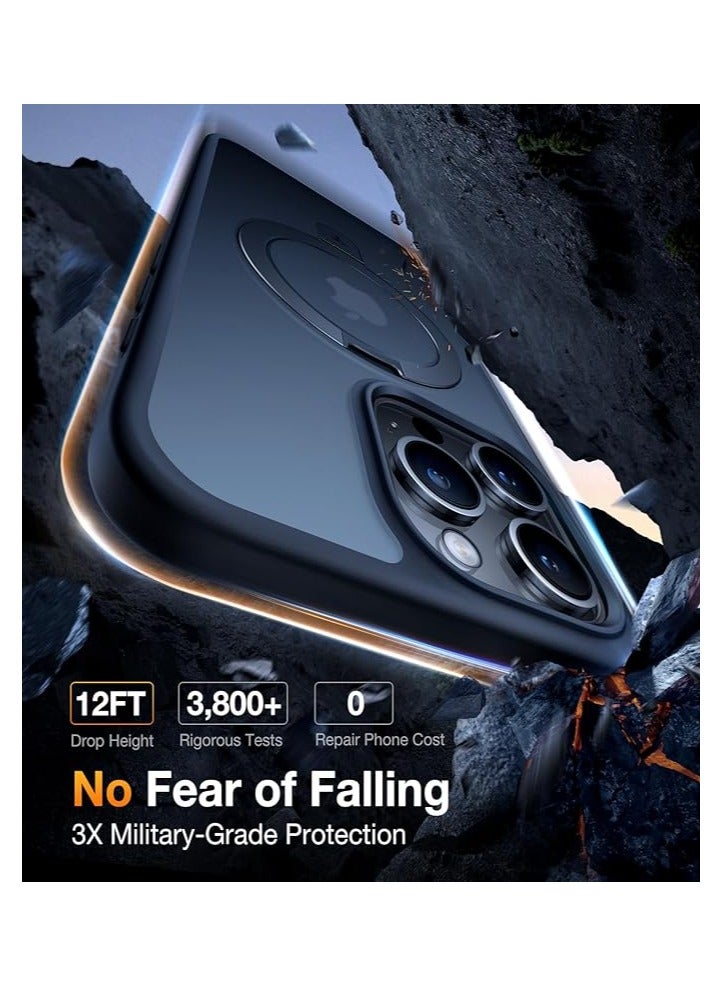 TORRAS Ultra Magnetic Ostand for iPhone 15 Pro Case [Fit for MagSafe] [Sturdy Stand & Ring Holder] Mil-Grade Shockproof Matte Anti-Scratch Slim Protective Kickstand Phone Case, 6.1" Black Black - Image 3