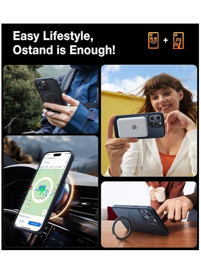 TORRAS Ultra Magnetic Ostand for iPhone 15 Pro Case [Fit for MagSafe] [Sturdy Stand & Ring Holder] Mil-Grade Shockproof Matte Anti-Scratch Slim Protective Kickstand Phone Case, 6.1" Black Black - Image 5