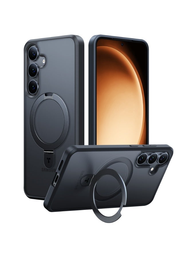 TORRAS Magnetic Ostand for Samsung Galaxy S24 Plus Case 6.7", [Mil-Grade Drop Tested][Compatible with MagSafe][Build in Kickstand] Shockproof Slim Protective for S24+ Case, Translucent Black Black - Image 1