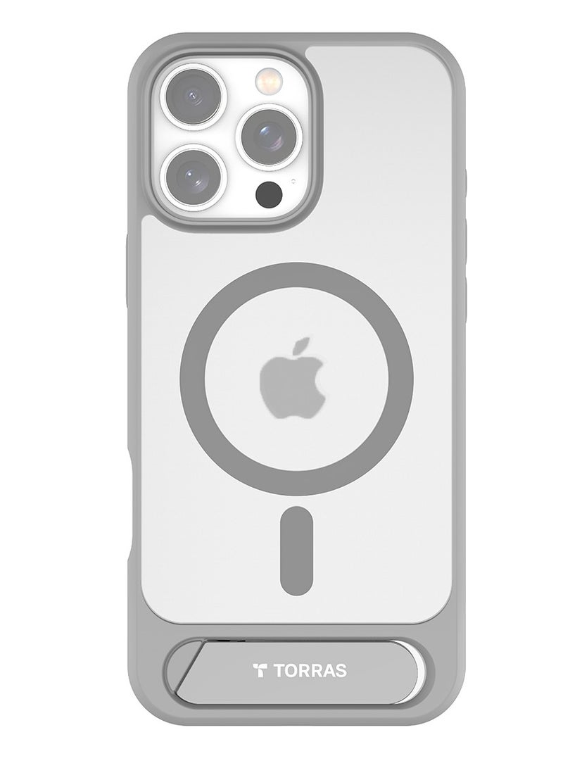 TORRAS Strong Magnetic & Seamless Stand for iPhone 16 Pro Max Case, Fit for MagSafe, Mil-Grade Drop Protection, Adjustable Kickstand Phone Case for iPhone 16 Pro Max, Slim Grey Titanium Grey  - Image 2