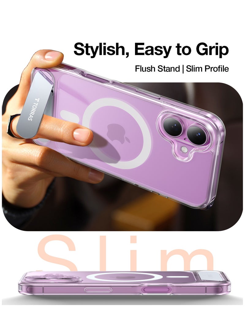 TORRAS Strong Magnetic And Seamless Stand For iPhone 16 Case, Fit for MagSafe, Mil-Grade Drop Protection, Adjustable Kickstand Phone Case for iPhone 16 Case, Slim Anti-Scratch - Clear  - Image 4