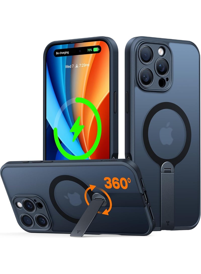 TORRAS Upgraded 360° Rotable Stand Magnetic Shockproof for iPhone 16 Pro Case with Full Camera Protection, Fit for MagSafe, 16FT Mil-Grade Shockproof Slim Phone Case for iPhone 16 Pro 6.3", Black Black  - Image 1