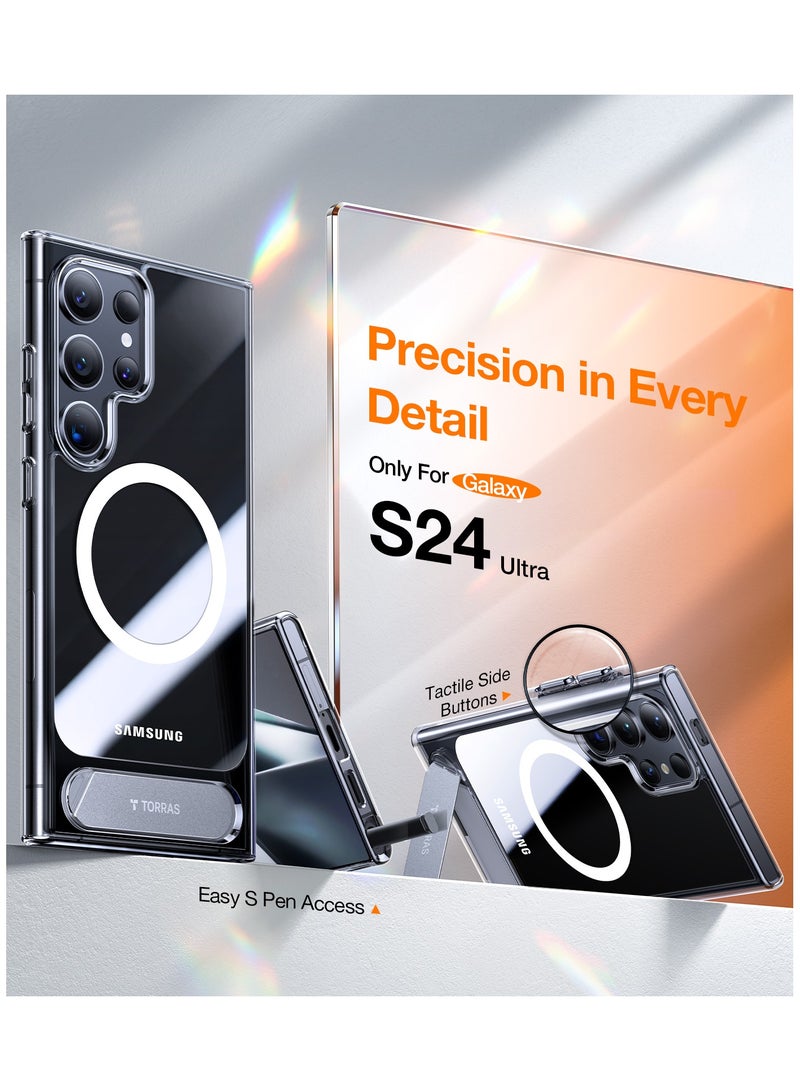 TORRAS Strong Magnetic & Seamless Stand for Samsung Galaxy S24 Ultra Case for MagSafe, Mil-Grade Drop Protection, Adjustable Kickstand for Samsung Galaxy S24 Ultra Case, Anti-Yellowing Diamond Clear Clear - Image 4