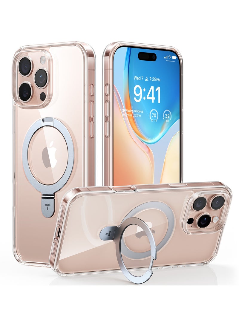 TORRAS Ultra Magnetic Case for iPhone 16 Pro With, Built-in Stand Compatible with MagSafe, Mil-Grade Drop Tested, Protection, Translucent Slim, Case for iPhone 16 Pro 6.3" 2024, Ostand Series, Clear Clear - Image 1