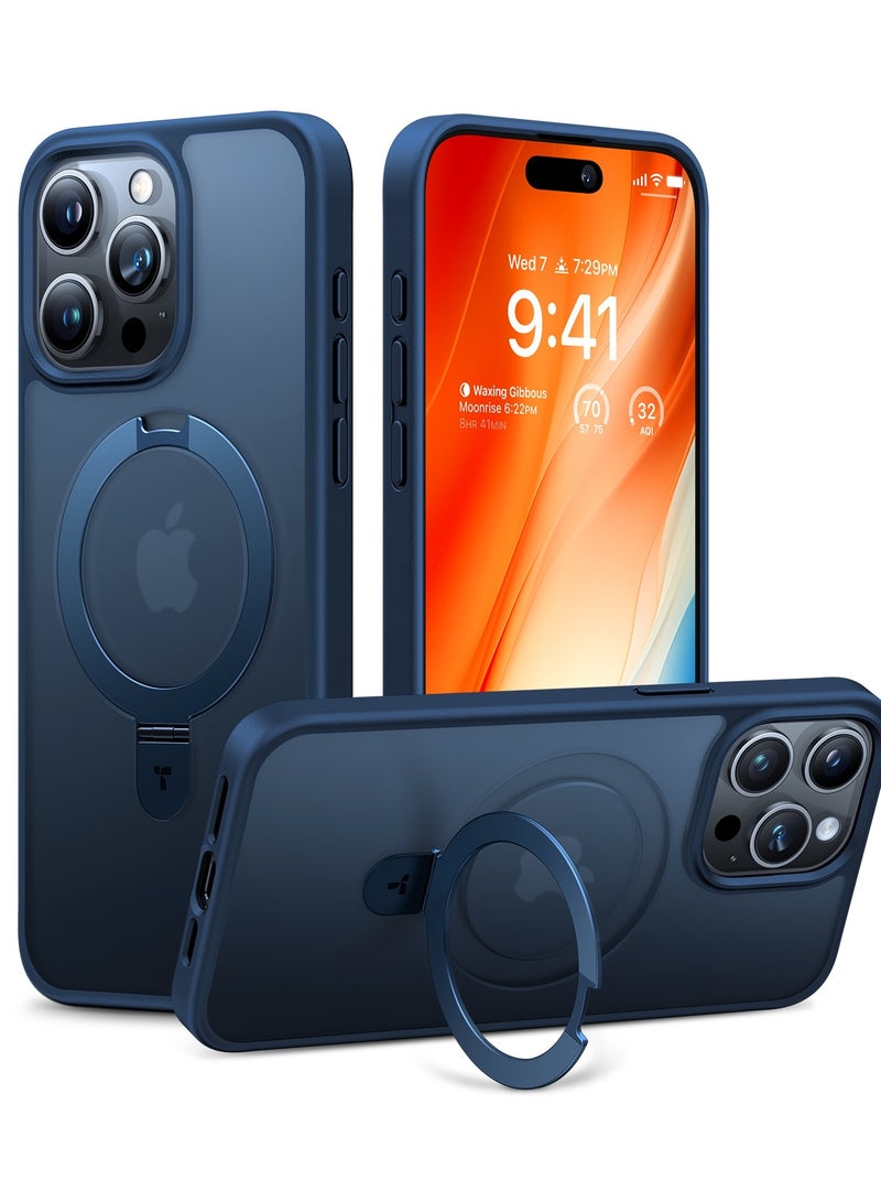 Ultra Magnetic Ostand for iPhone 15 Pro Case [Fit for MagSafe] [Sturdy Stand & Ring Holder] Mil-Grade Shockproof Matte Anti-Scratch Slim Protective Kickstand Phone Case, 6.1" Blue Navy Blue - Image 2