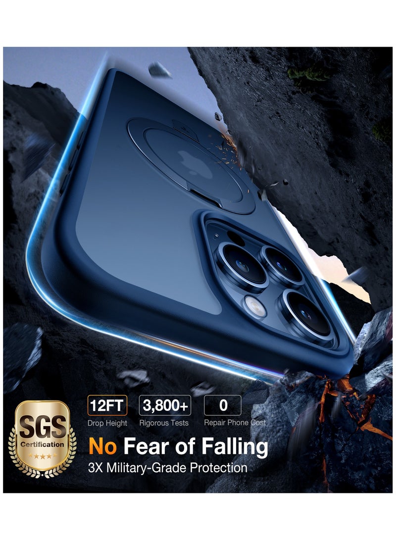 Ultra Magnetic Ostand for iPhone 15 Pro Case [Fit for MagSafe] [Sturdy Stand & Ring Holder] Mil-Grade Shockproof Matte Anti-Scratch Slim Protective Kickstand Phone Case, 6.1" Blue Navy Blue - Image 5