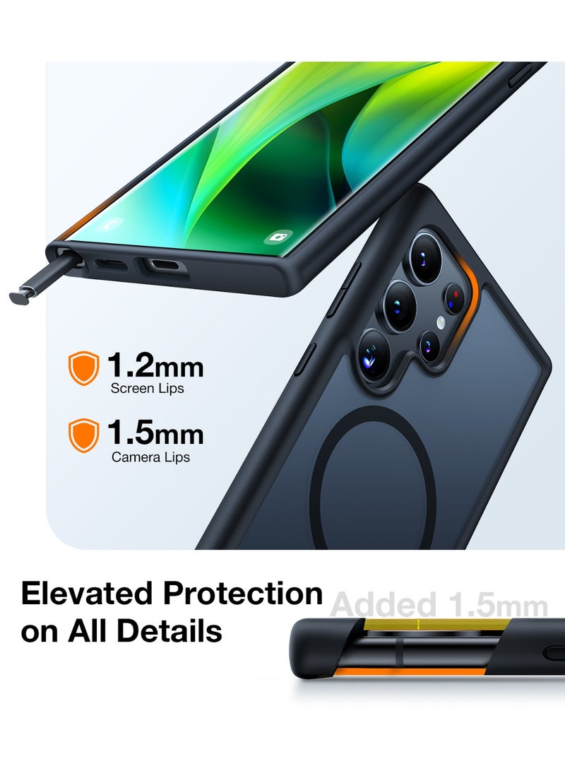 TORRAS Magnetic Shockproof for Samsung Galaxy S24 Ultra Case, [18N Mighty Magnetic] [12FT Mil-Grade Drop Tested] [Compatible with Magnetic] Protective Slim Case for Samsung S24 Ultra Case, Black Black - Image 2