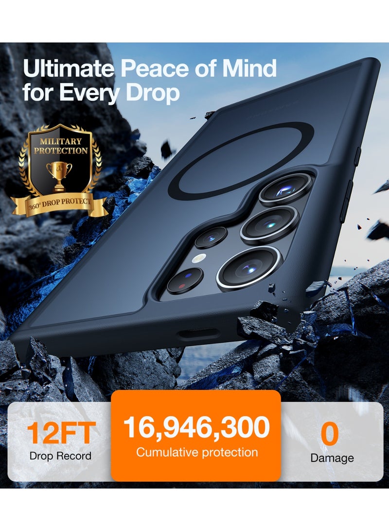 TORRAS Magnetic Shockproof for Samsung Galaxy S24 Ultra Case, [18N Mighty Magnetic] [12FT Mil-Grade Drop Tested] [Compatible with Magnetic] Protective Slim Case for Samsung S24 Ultra Case, Black Black - Image 4