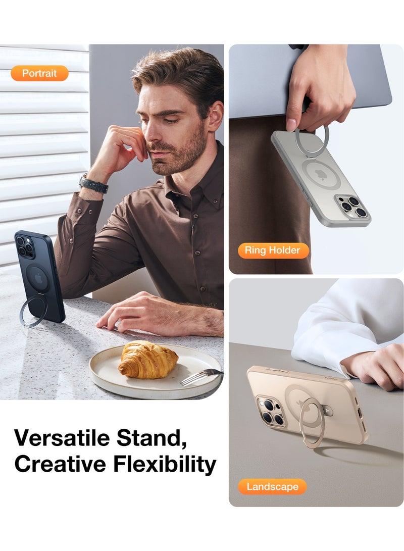 TORRAS Ultra Magnetic Case for iPhone 16 Pro With , Built-in Stand Compatible with MagSafe, Mil-Grade Drop Tested, Protection, Translucent Slim, Case for iPhone 16 Pro 6.3" 2024, Ostand Series (X00FX1480) Titanium Grey Titanium Grey - Image 4