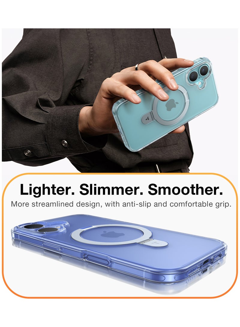 TORRAS Magnetic for iPhone 16 Case with Stand, Built-in Stand Compatible with MagSafe, 3X Mil-Grade Protection, Translucent Slim Phone Case for iPhone 16 6.1'', Crystal Clear Clear - Image 5