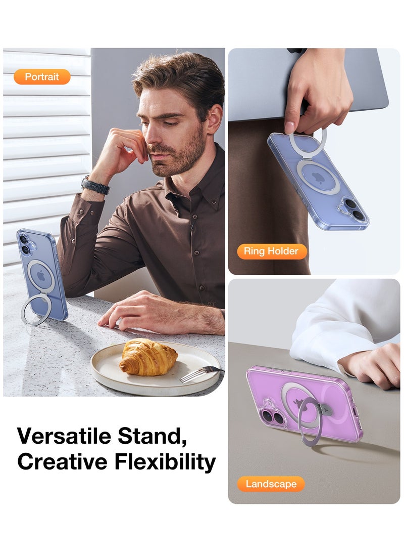 TORRAS Magnetic for iPhone 16 Case with Stand, Built-in Stand Compatible with MagSafe, 3X Mil-Grade Protection, Translucent Slim Phone Case for iPhone 16 6.1'', Crystal Clear Clear - Image 3