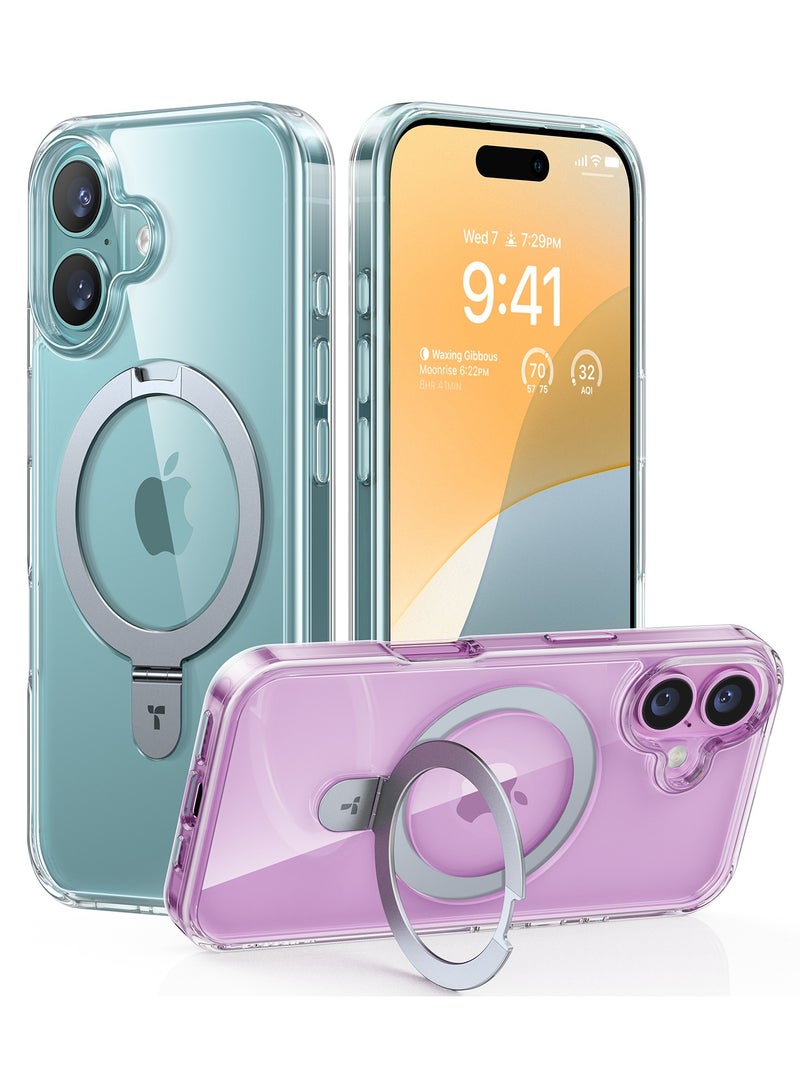 TORRAS Magnetic for iPhone 16 Case with Stand, Built-in Stand Compatible with MagSafe, 3X Mil-Grade Protection, Translucent Slim Phone Case for iPhone 16 6.1'', Crystal Clear Clear - Image 1