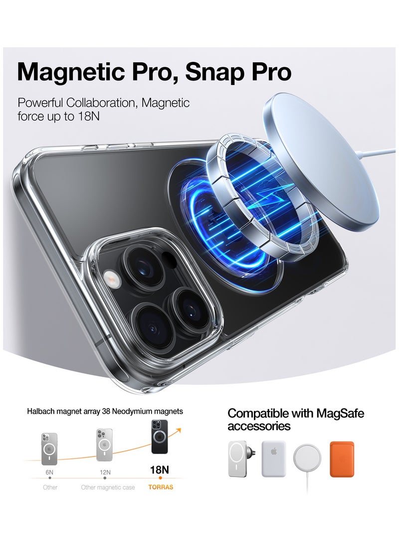 TORRAS Upgraded 360°Rotatable Magnetic Ring for iPhone 16 Pro Max Case, Fit for MagSafe with Stand & Ring Holder, 16FT Mil-Grade Shockproof Translucent for iPhone 16 Pro Max Phone Case Ostand, Clear Clear - Image 5