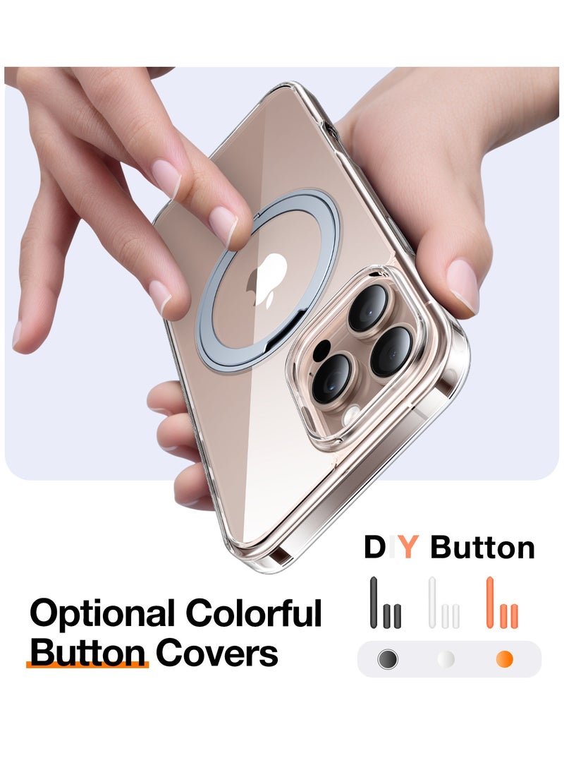 TORRAS Upgraded 360°Rotatable Magnetic Ring for iPhone 16 Pro Max Case, Fit for MagSafe with Stand & Ring Holder, 16FT Mil-Grade Shockproof Translucent for iPhone 16 Pro Max Phone Case Ostand, Clear Clear - Image 4