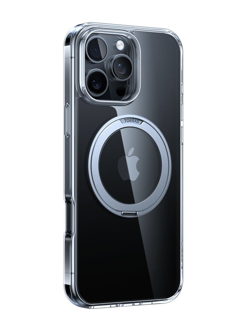 TORRAS Upgraded 360°Rotatable Magnetic Ring for iPhone 16 Pro Max Case, Fit for MagSafe with Stand & Ring Holder, 16FT Mil-Grade Shockproof Translucent for iPhone 16 Pro Max Phone Case Ostand, Clear Clear - Image 2