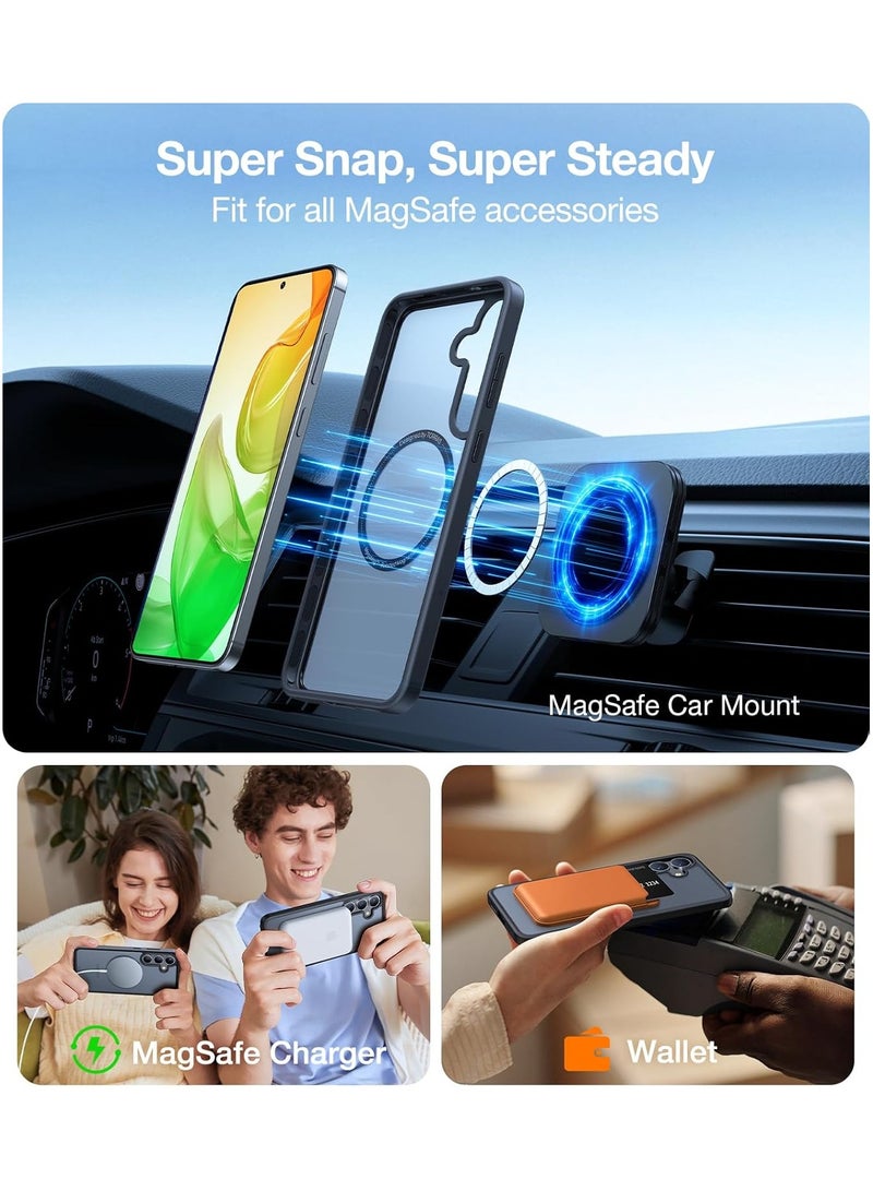 TORRAS Magnetic Shockproof for Samsung Galaxy S25 Case, [Fit for MagSafe] [4X Mil-Grade Rugged Durable Protection] Translucent Hard Back Slim Case for Samsung S25 Case Anti-Fingerprint, Black Black - Image 3