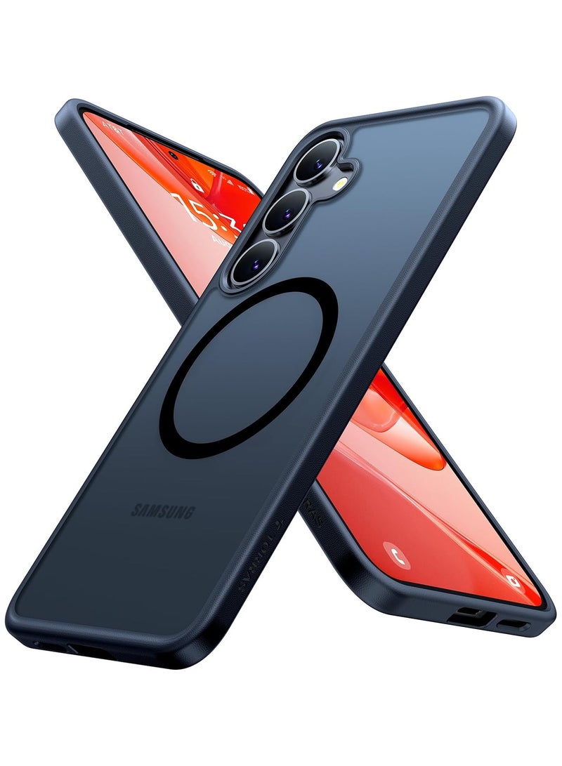 TORRAS Magnetic Shockproof for Samsung Galaxy S25 Case, [Fit for MagSafe] [4X Mil-Grade Rugged Durable Protection] Translucent Hard Back Slim Case for Samsung S25 Case Anti-Fingerprint, Black Black - Image 1