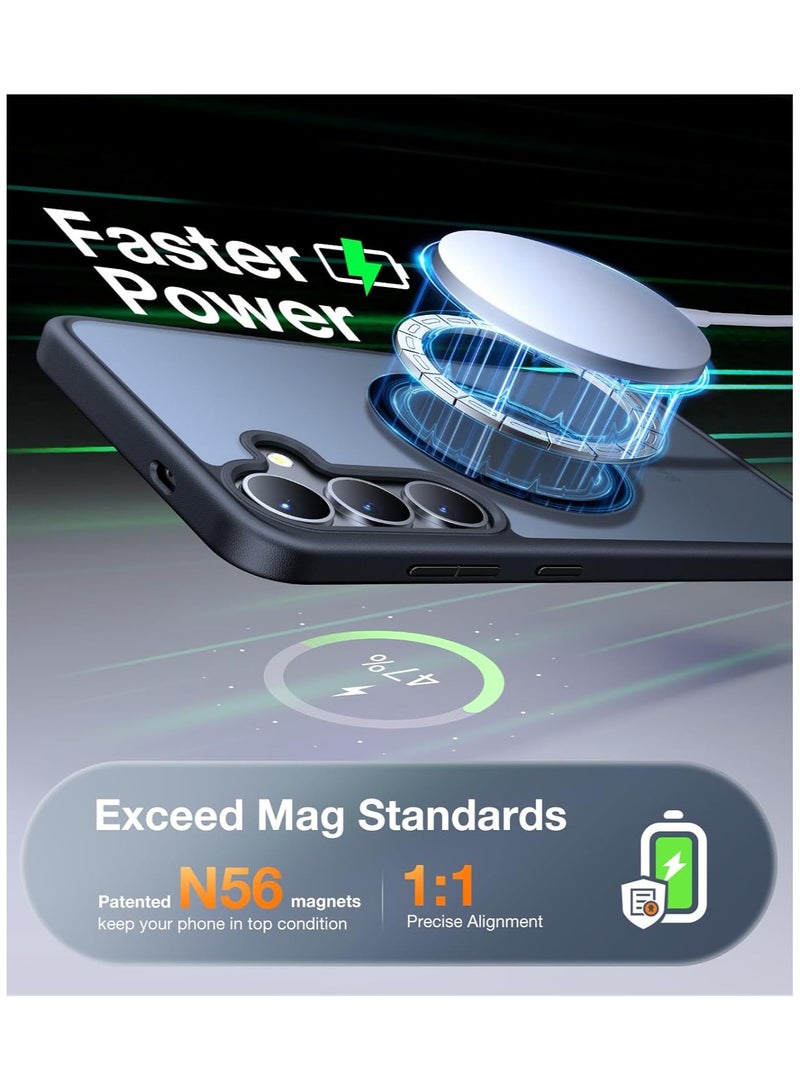 TORRAS Magnetic Shockproof for Samsung Galaxy S25 Case, [Fit for MagSafe] [4X Mil-Grade Rugged Durable Protection] Translucent Hard Back Slim Case for Samsung S25 Case Anti-Fingerprint, Black Black - Image 2