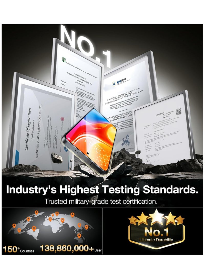 TORRAS 12FT Mil-Grade Shatterproof for Samsung Galaxy S25 Plus / S25+ Screen Protector [9H+ Aerospace Tempered Glass＆ One-Pull Installation] Full Coverage Fit Bubble Free 6.7″ GlassGo X 1 Pack, Clear Clear - Image 5