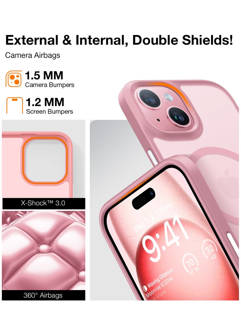 حافظة مصممة مغناطيسياً لجهاز iPhone 15، متوافقة مع MagSafe، [مختبرة ضد السقوط بمعيار عسكري، حافظة صلبة مقاومة للصدمات بحواف ناعمة رفيعة لجهاز iPhone 15، وردي - Image 2