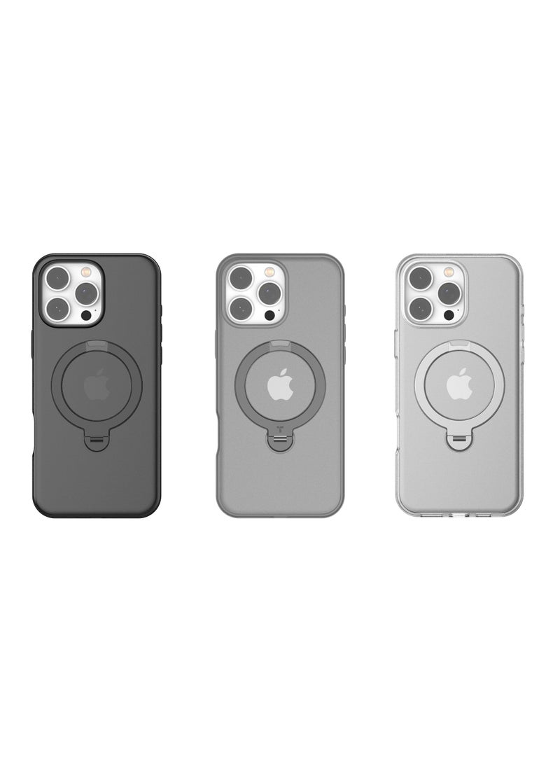 TORRAS Upgraded 360°Spin Magnetic Stand for iPhone 16 Pro Case, Fit for MagSafe, Built-in Kickstand & Ring Holder, Mil-Grade Protective Soft Edge Translucent Slim Case for iPhone 16 Pro, Grey Titanium Grey - Image 4