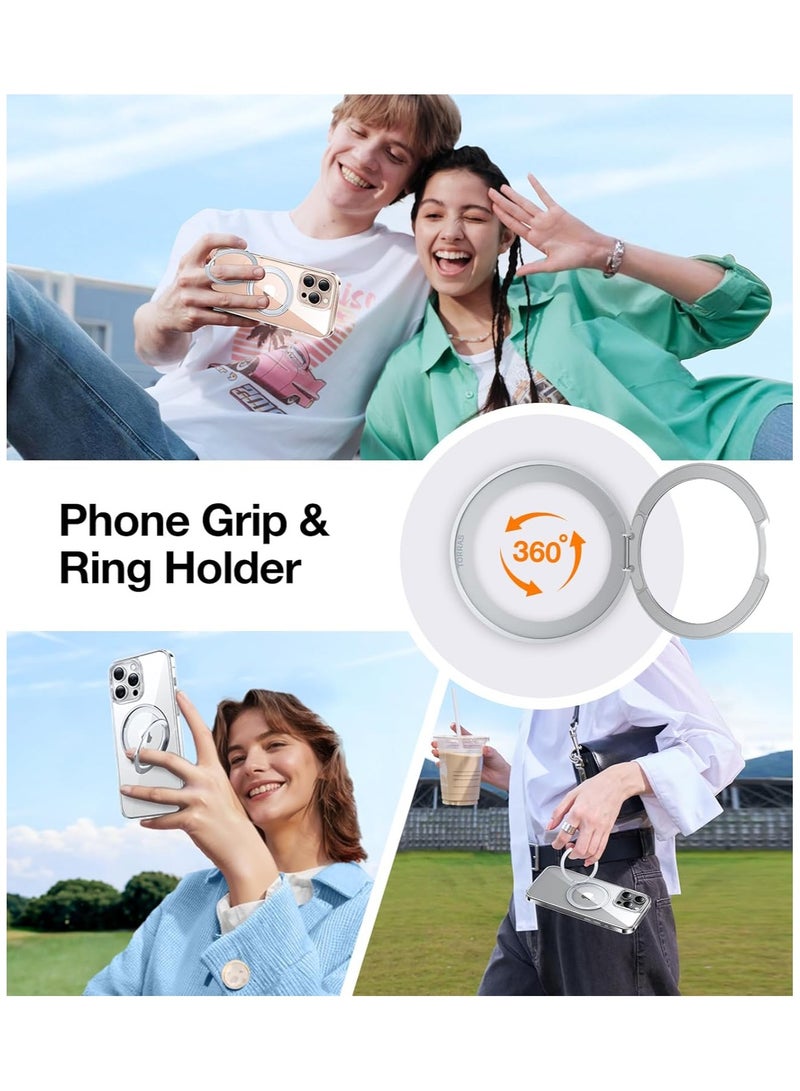 TORRAS 360°Rotatable Magnetic for iPhone 16 Pro Case 6.3 inch, Fit for MagSafe 16 Pro Phone Case, 16FT Mil-Grade Shockproof, Flush Stand Ring, Translucent Slim Protective Ostand, Clear Clear - Image 3