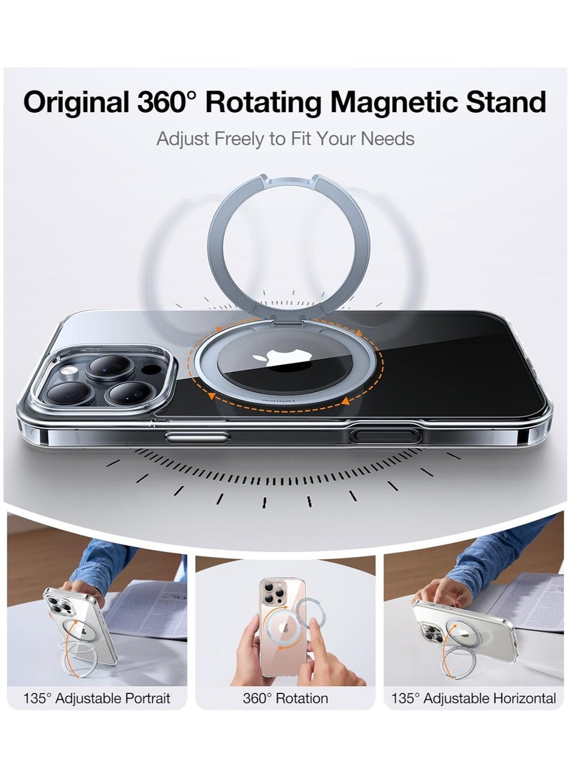 TORRAS 360°Rotatable Magnetic for iPhone 16 Pro Case 6.3 inch, Fit for MagSafe 16 Pro Phone Case, 16FT Mil-Grade Shockproof, Flush Stand Ring, Translucent Slim Protective Ostand, Clear Clear - Image 2