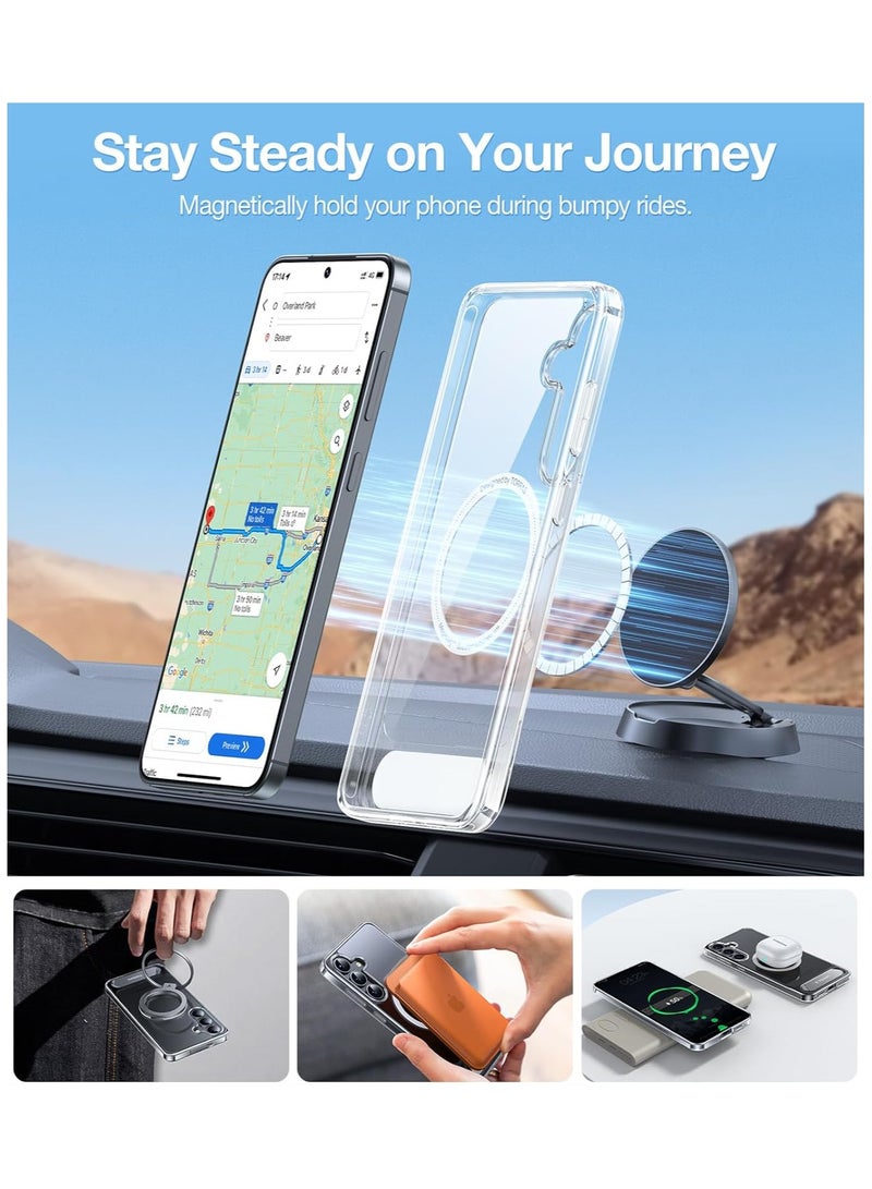 TORRAS Strong Magnetic & Seamless Stand for Samsung Galaxy S25 Case, Fit for MagSafe, Mil-Grade Drop Protection, Adjustable Kickstand for Samsung Galaxy S25 Case, Anti-Yellowing Diamond Clear Clear - Image 3