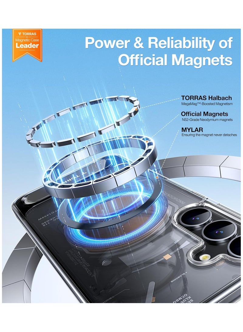 TORRAS Strong Magnetic & Seamless Stand for Samsung Galaxy S25 Case, Fit for MagSafe, Mil-Grade Drop Protection, Adjustable Kickstand for Samsung Galaxy S25 Case, Anti-Yellowing Diamond Clear Clear - Image 2