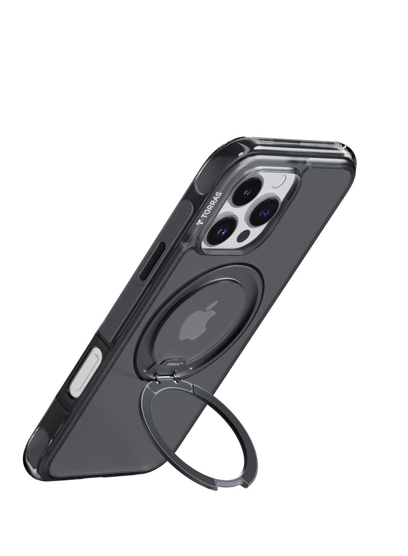 TORRAS Premium 360° Rotatable Stand & Ring Holder For iPhone 16 Pro Case With Air Cushioning Technology, Mil-Grade Protection With Anti-Slip Design For iPhone 16 Pro, Black Black - Image 3