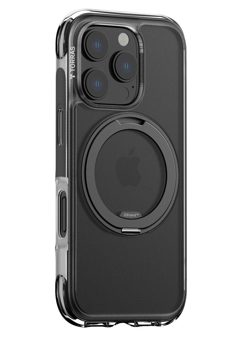 TORRAS Premium 360° Rotatable Stand & Ring Holder For iPhone 16 Pro Case With Air Cushioning Technology, Mil-Grade Protection With Anti-Slip Design For iPhone 16 Pro, Black Black - Image 1