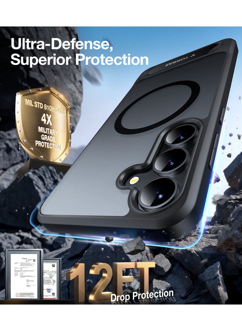 TORRAS Strong Magnetic & Seamless Stand for Samsung Galaxy S25 Case, Fit for MagSafe, Mil-Grade Drop Protection, Adjustable Kickstand for Samsung Galaxy S25 Case with Stand, Slim Frosted Matte Black Black - Image 2