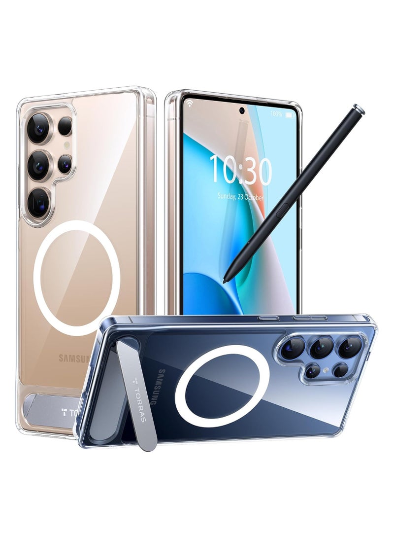 Strong Magnetic & Seamless Stand for Samsung Galaxy S25 Ultra Case for MagSafe, Mil-Grade Drop Protection, Adjustable Kickstand for Samsung Galaxy S25 Ultra Case, Anti-Yellowing Diamond Clear Clear - Image 1